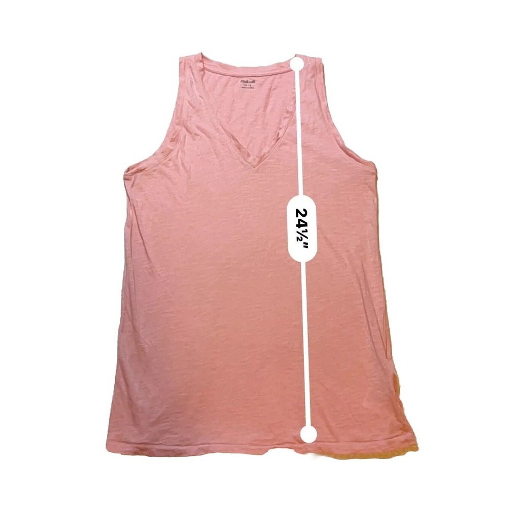 Madewell Whisper Cotton V-Neck Tank Top Pink Slub Knit Sleeveless Shirt XS - Picture 7 of 15